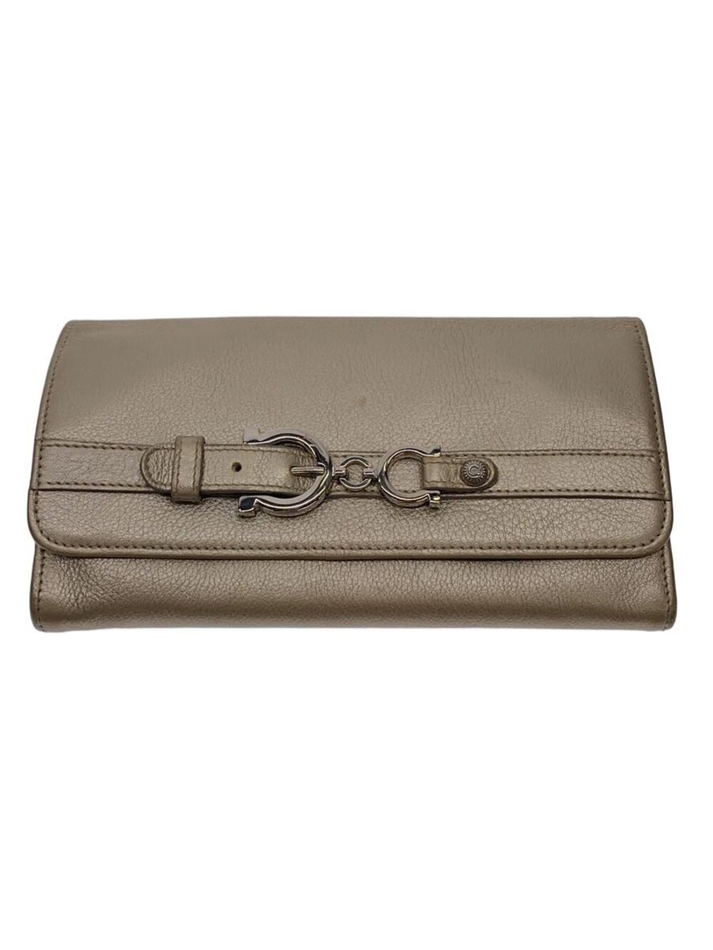 Salvatore Ferragamo Bi fold Long Wallet Leather Gold